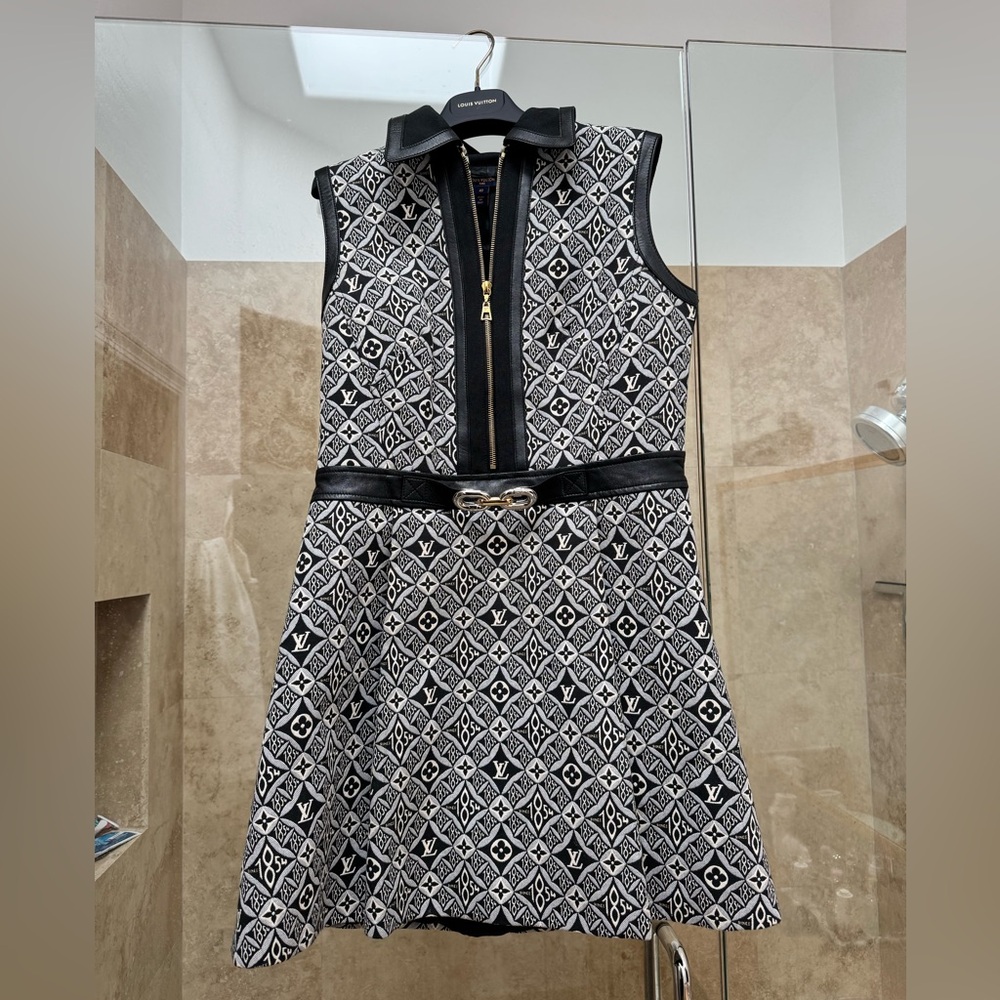 Louis Vuitton Monogram Black and White Mini Dress